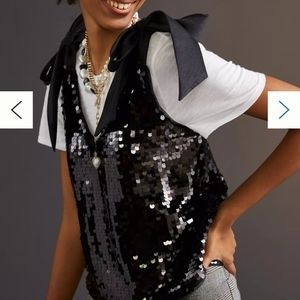 Maeve/Anthropologie Sequined Tie-Strap Tank